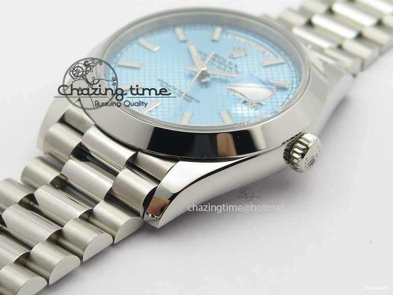 1:1 Bracelet Day-Date Dial Ice Noob Edition A3255 40mm SS on 228206 SS Textured Blue Best 0405